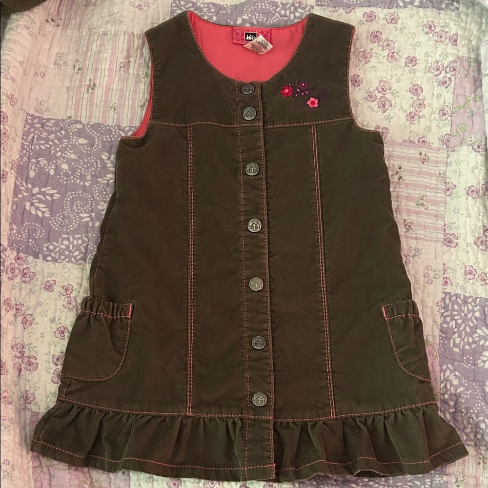 REI Brown Kids Dress with Pink Accents
